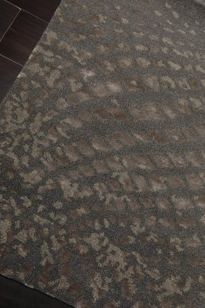 2' x 3' Hand Knotted Wool & Silk Modern Tibetan Oriental Area Rug Gray