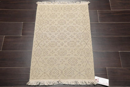 1'10''x2'7'' Hand Knotted 100% Wool Reversible Oriental Area Rug Beige