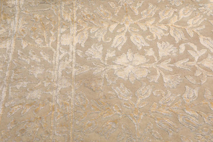 4x6 Ivory, Gray Hand Knotted Tibetan 100% Wool Tibetan Modern & Contemporary Oriental Area Rug