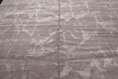 9’11" x 13’8" Hand Knotted Wool & Silk Modern Tibetan Oriental Area Rug Taupe