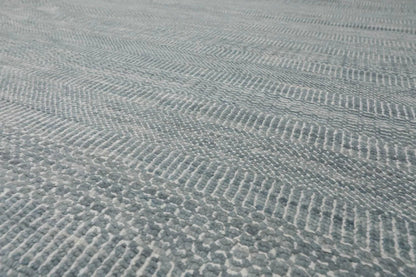 9’x12 Hand Knotted Wool & Bamboo Silk Tibetan Oriental Area Rug Slate