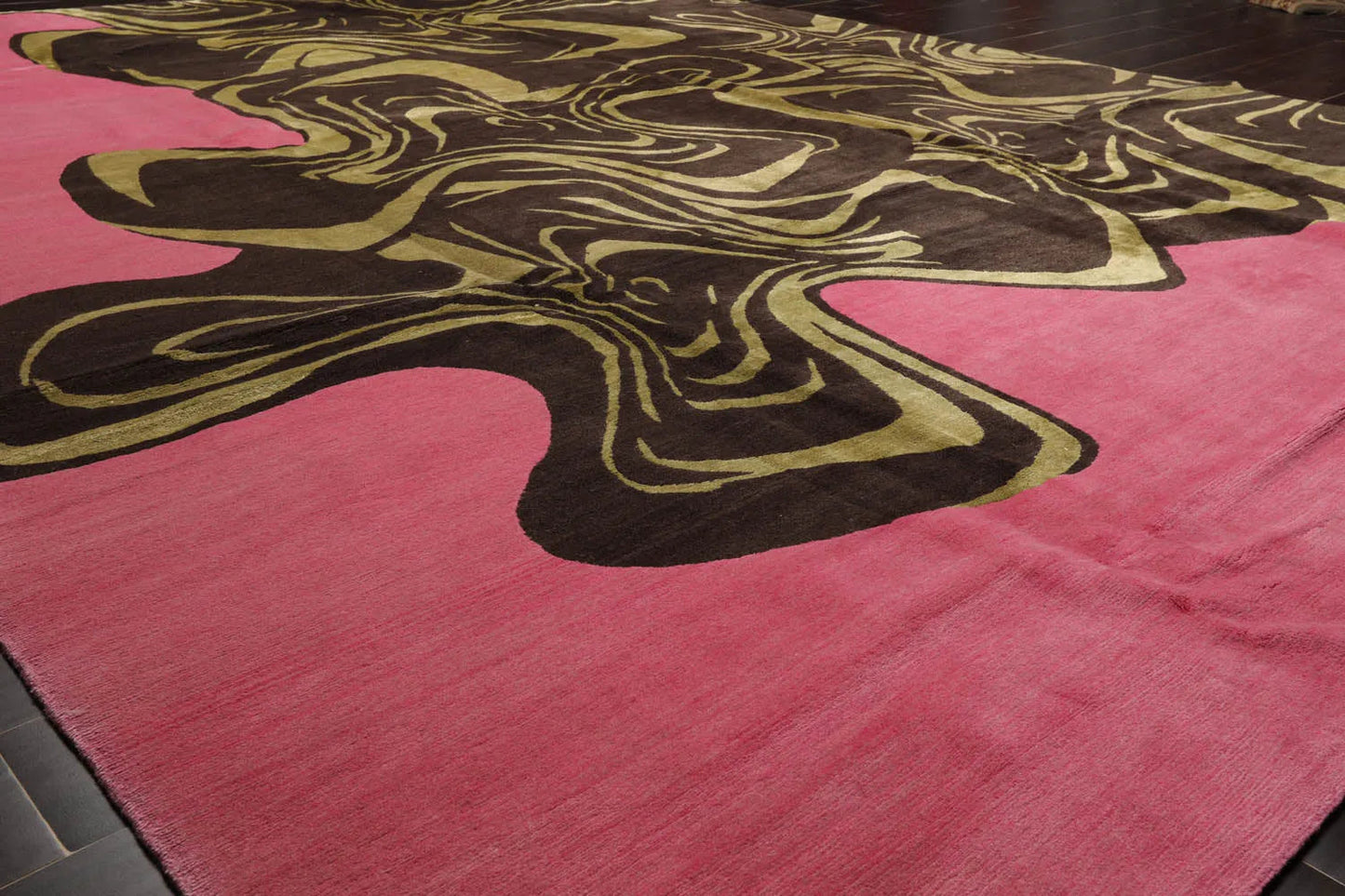 9x12 Pink, Brown Mark Philips Hand Knotted Tibetan 100% Wool Modern  Block Oriental Area Rug