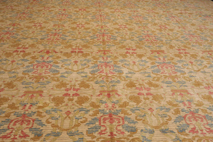 14'6''x19'10'' Palace Beige Hand Knotted 100% Wool Transitional Oriental Area Rug