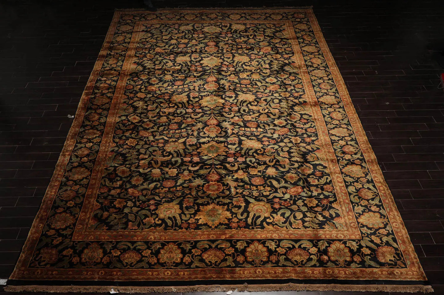 12'3"x19'6" Palace Charcoal Hand Knotted 100% Wool Agra Traditional Oriental Area Rug