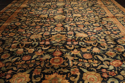 12'3"x19'6" Palace Charcoal Hand Knotted 100% Wool Agra Traditional Oriental Area Rug