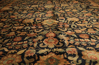12'3"x19'6" Palace Charcoal Hand Knotted 100% Wool Agra Traditional Oriental Area Rug