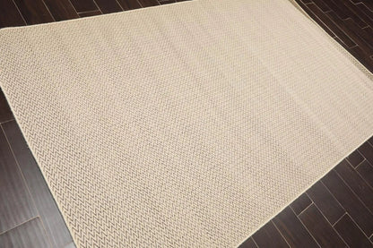 Multi Size Beige Hand Tufted Dhurry Herringbone Pattern 100% Wool Traditional Oriental Area Rug