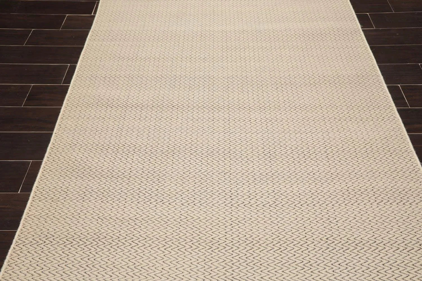 Multi Size Beige Hand Tufted Dhurry Herringbone Pattern 100% Wool Traditional Oriental Area Rug
