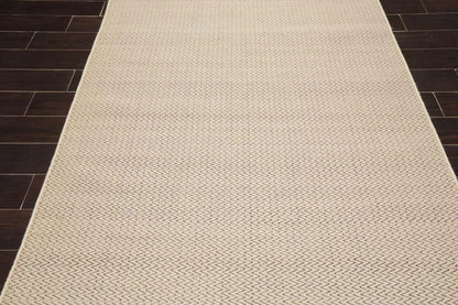 Multi Size Beige Hand Tufted Dhurry Herringbone Pattern 100% Wool Traditional Oriental Area Rug
