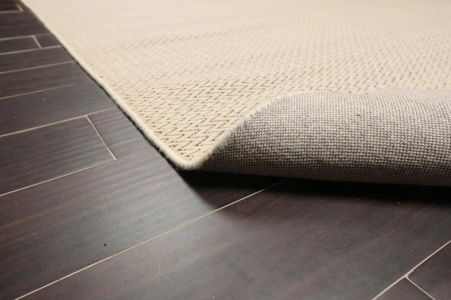 Multi Size Beige Hand Tufted Dhurry Herringbone Pattern 100% Wool Traditional Oriental Area Rug