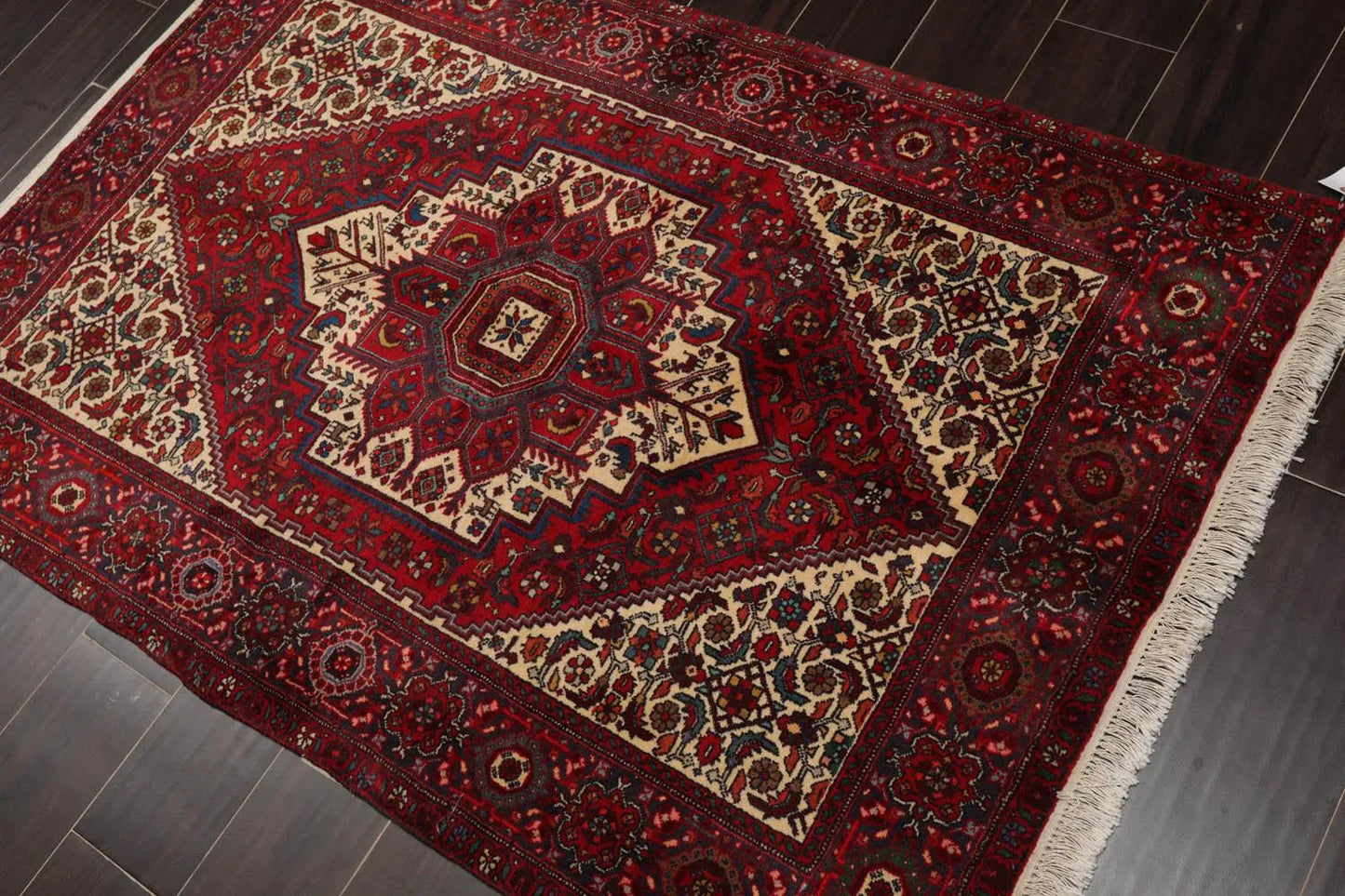 3’5” x 5’ Vintage Hand Knotted 100% Wool Bidjaar 250 KPSI Oriental Area Rug Red