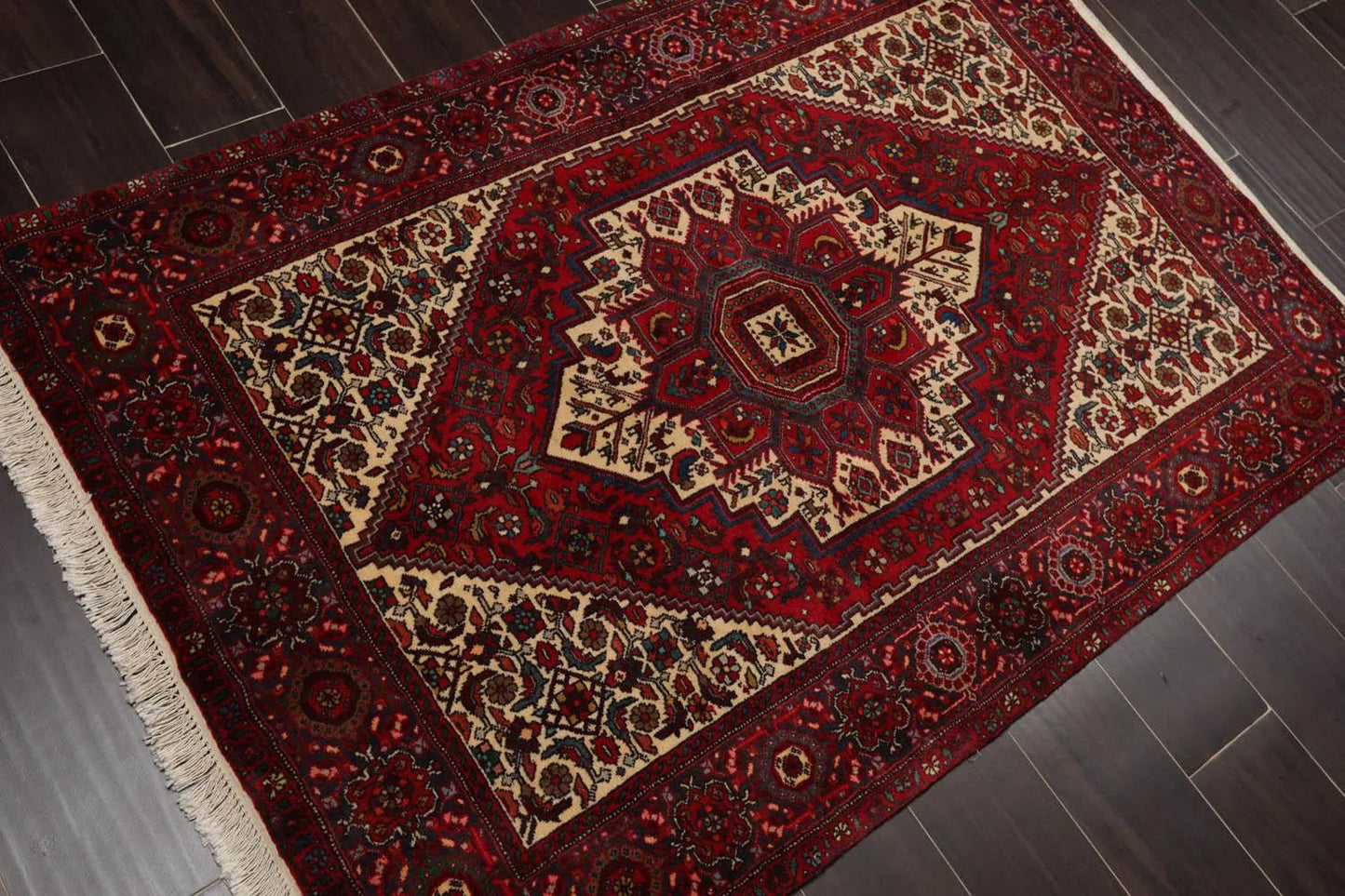 3’5” x 5’ Vintage Hand Knotted 100% Wool Bidjaar 250 KPSI Oriental Area Rug Red