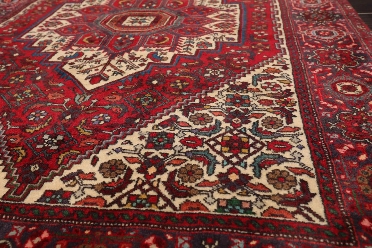3’5” x 5’ Vintage Hand Knotted 100% Wool Bidjaar 250 KPSI Oriental Area Rug Red
