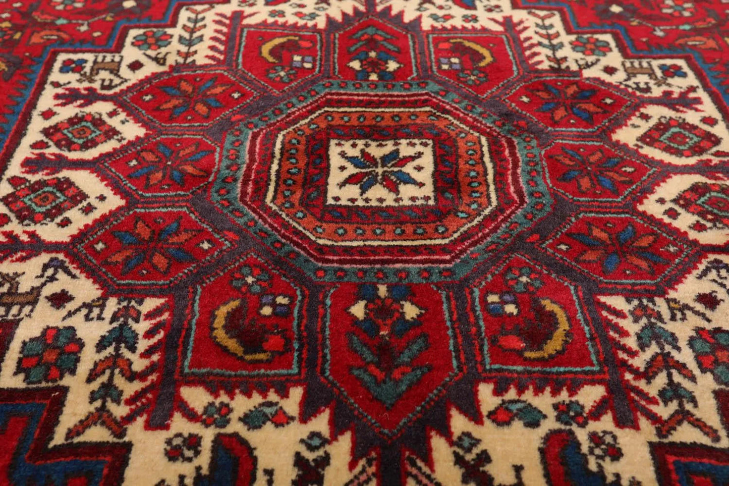 3’5” x 5’ Vintage Hand Knotted 100% Wool Bidjaar 250 KPSI Oriental Area Rug Red