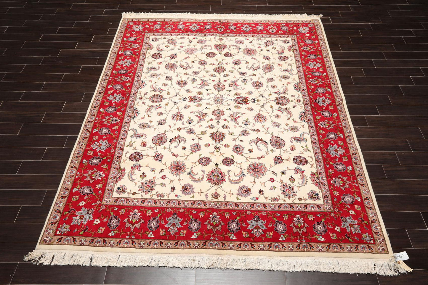 8'2''x 10'4" Hand Knotted 100% Wool 16/18 Pakpersian 300 KPSI Area Rug Ivory Red