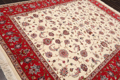 8'2''x 10'4" Hand Knotted 100% Wool 16/18 Pakpersian 300 KPSI Area Rug Ivory Red