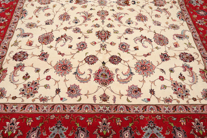 8'2''x 10'4" Hand Knotted 100% Wool 16/18 Pakpersian 300 KPSI Area Rug Ivory Red
