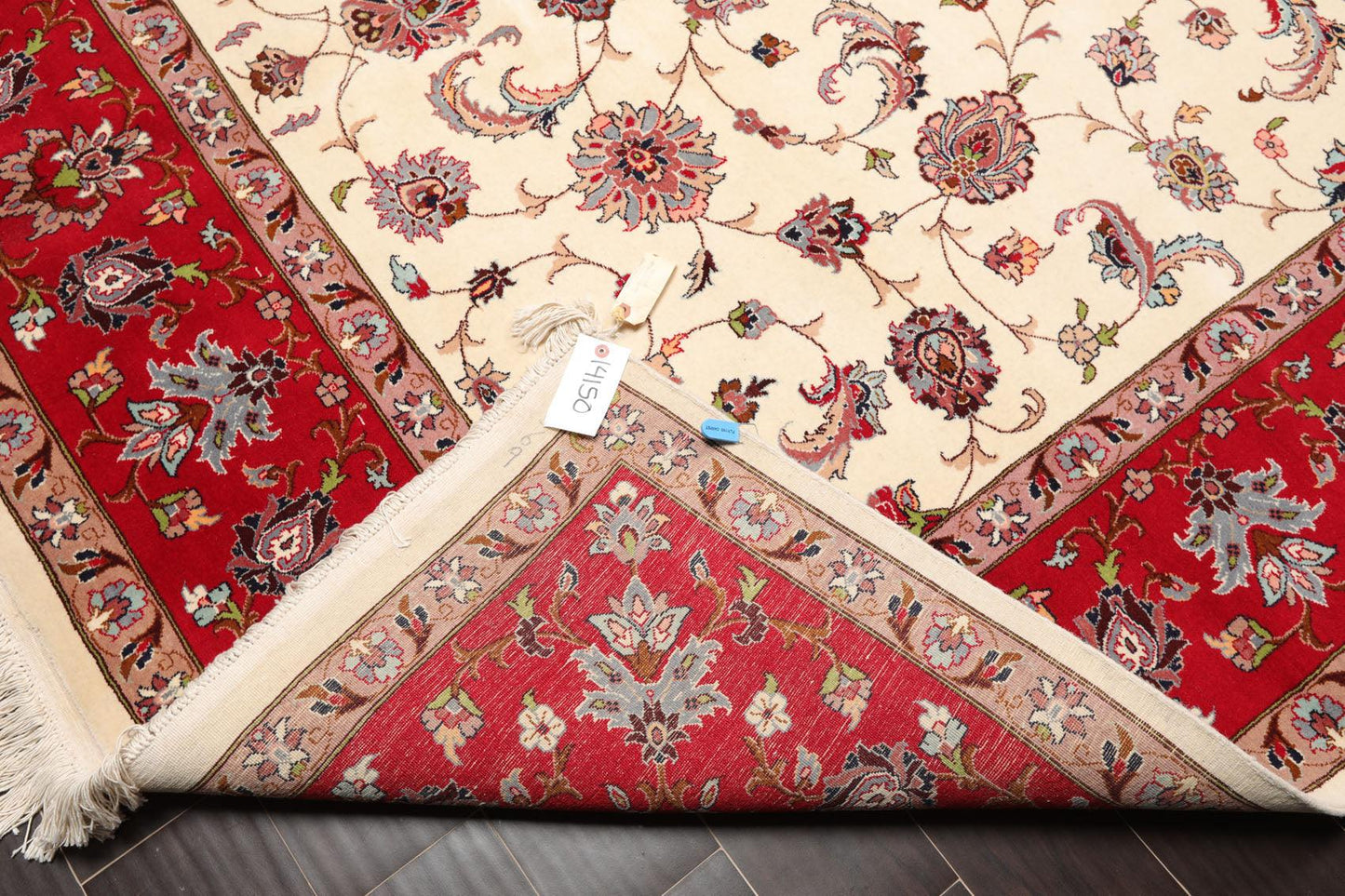 8'2''x 10'4" Hand Knotted 100% Wool 16/18 Pakpersian 300 KPSI Area Rug Ivory Red