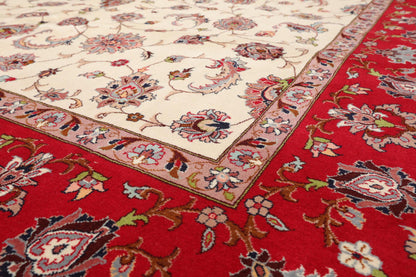 8'2''x 10'4" Hand Knotted 100% Wool 16/18 Pakpersian 300 KPSI Area Rug Ivory Red