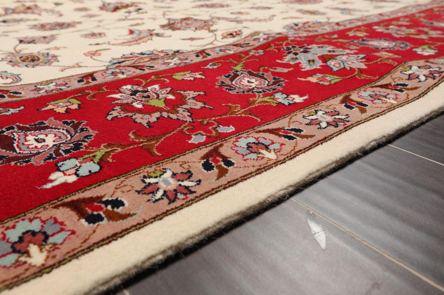 8'2''x 10'4" Hand Knotted 100% Wool 16/18 Pakpersian 300 KPSI Area Rug Ivory Red