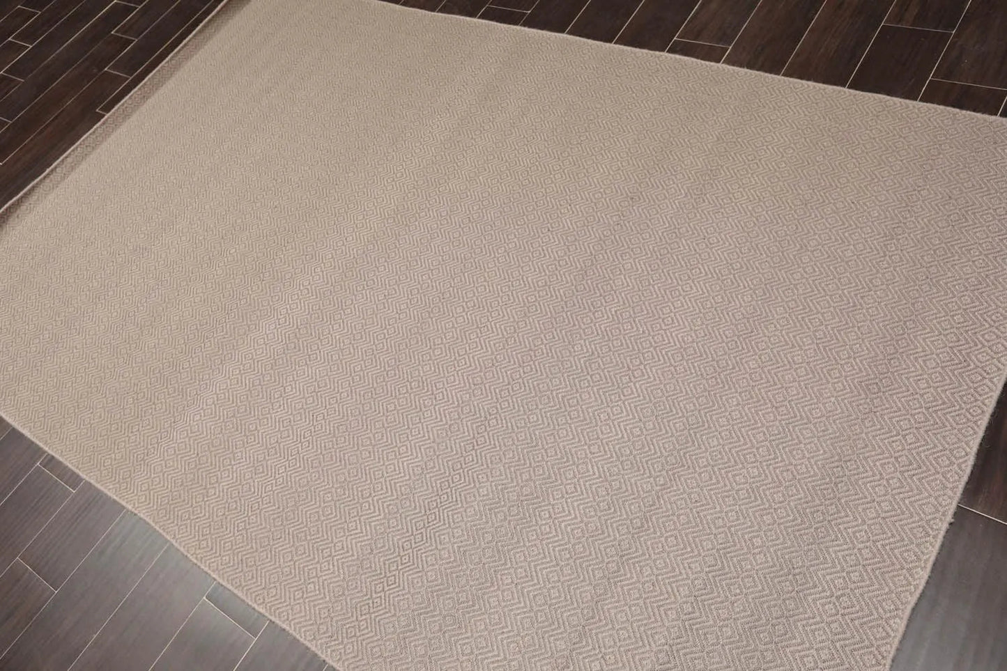 Multi Size Taupe Hand Woven Flatweave 100% Wool Traditional Oriental Area Rug