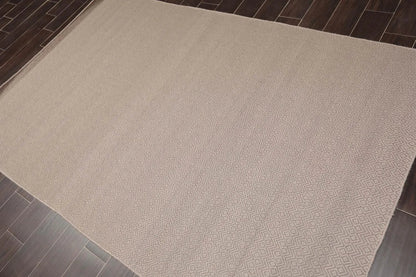 Multi Size Taupe Hand Woven Flatweave 100% Wool Traditional Oriental Area Rug