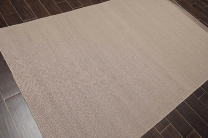 Multi Size Taupe Hand Woven Flatweave 100% Wool Traditional Oriental Area Rug