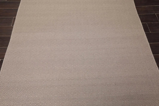 Multi Size Taupe Hand Woven Flatweave 100% Wool Traditional Oriental Area Rug