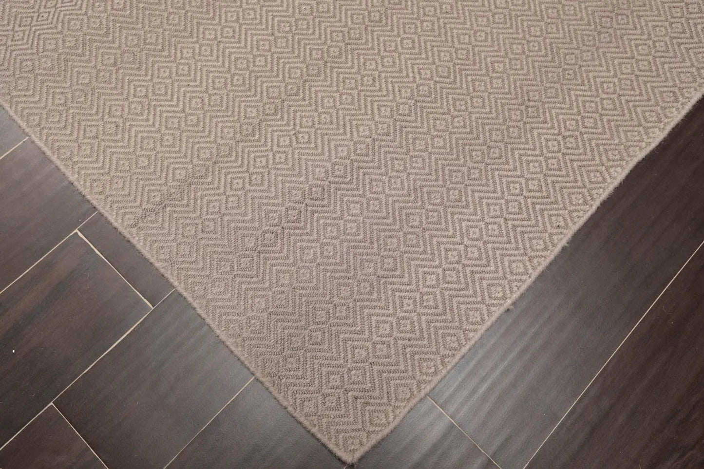 Multi Size Taupe Hand Woven Flatweave 100% Wool Traditional Oriental Area Rug