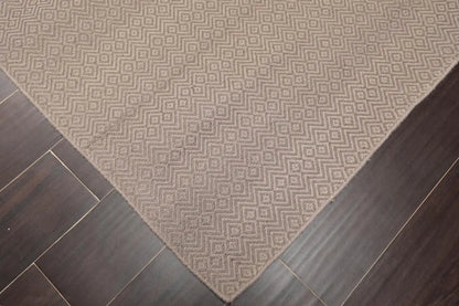 Multi Size Taupe Hand Woven Flatweave 100% Wool Traditional Oriental Area Rug