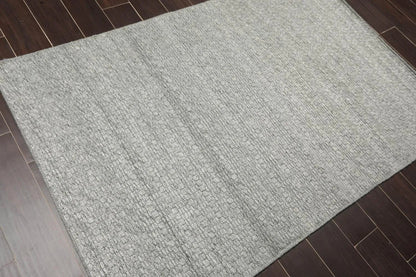 Multi Size Silver Gray Hand Woven Flatweave 100% Wool Traditional Oriental Area Rug
