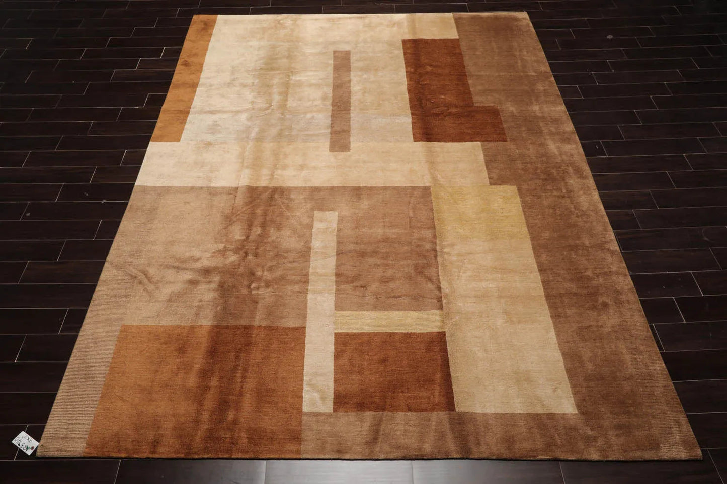 9x12 Beige Hand Knotted Tibetan Wool and Silk Michaelian & Kohlberg Modern & Contemporary Oriental Area Rug