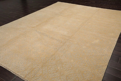 9x12 Gray Hand Knotted Tibetan Wool and Silk Modern & Contemporary Oriental Area Rug
