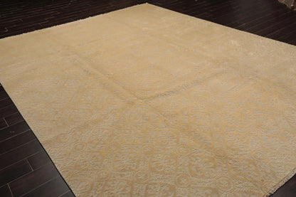 9x12 Gray Hand Knotted Tibetan Wool and Silk Modern & Contemporary Oriental Area Rug