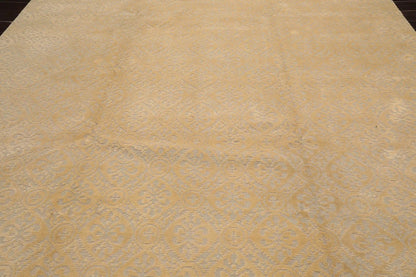 9x12 Gray Hand Knotted Tibetan Wool and Silk Modern & Contemporary Oriental Area Rug