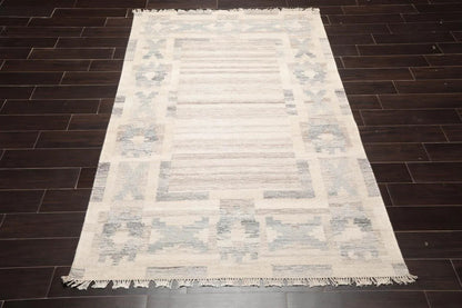 5' x 8' Hand Woven Wool Southwestern Flatweave Kilim Oriental Area Rug Beige