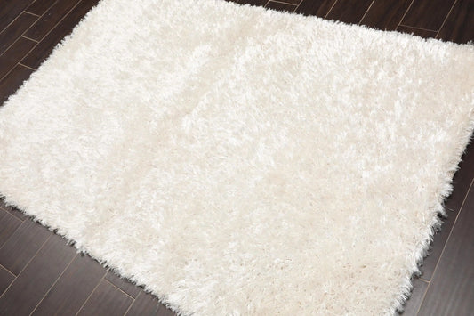 Multi Size White Color Hand Made Polyester Shag Modern & Contemporary Oriental Area Rug