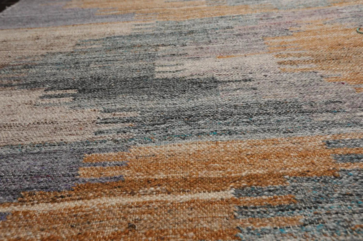 5' x 8' Indoor Outdoor  Hand Woven 100% Recycled PET Yarn Modern Kilim Area Rug Gray