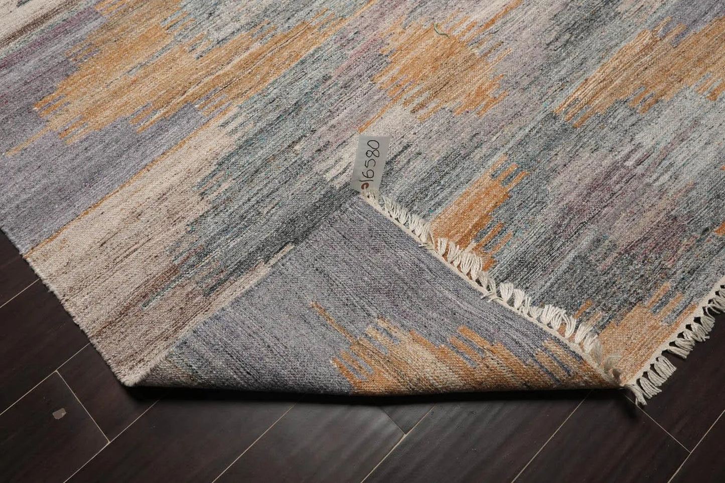 5' x 8' Indoor Outdoor  Hand Woven 100% Recycled PET Yarn Modern Kilim Area Rug Gray