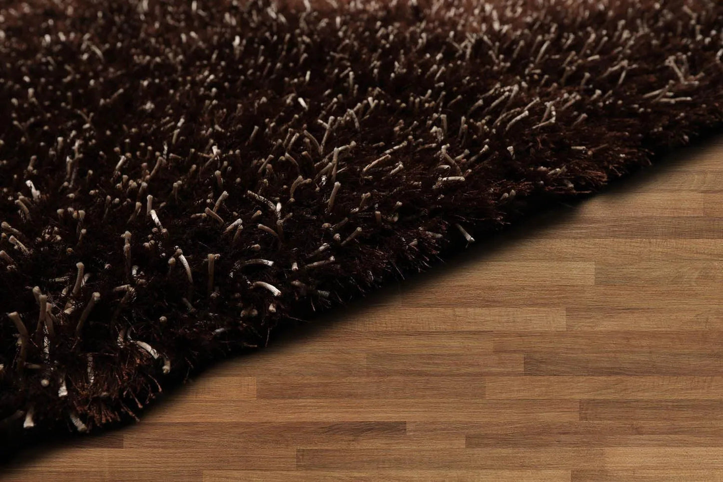 Multi Size Chocolate, White Hand Made Shag Polyester Modern Oriental Area Rug