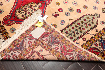 6'6" x 9'4" Hand Knotted Handmade Wool Arts & Craft Kazak Area Rug Light Peach