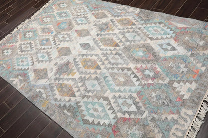 5' x 8'  Indoor Outdoor Hand Woven 100% Recycled PET Yarn Modern Kilim Area Rug Beige