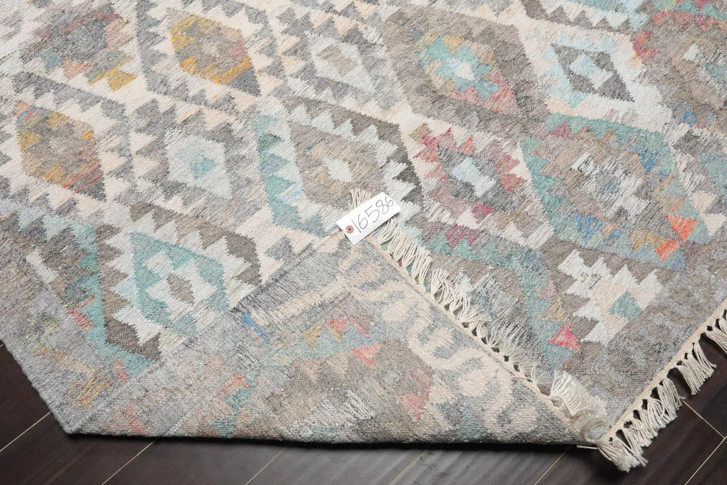 5' x 8'  Indoor Outdoor Hand Woven 100% Recycled PET Yarn Modern Kilim Area Rug Beige