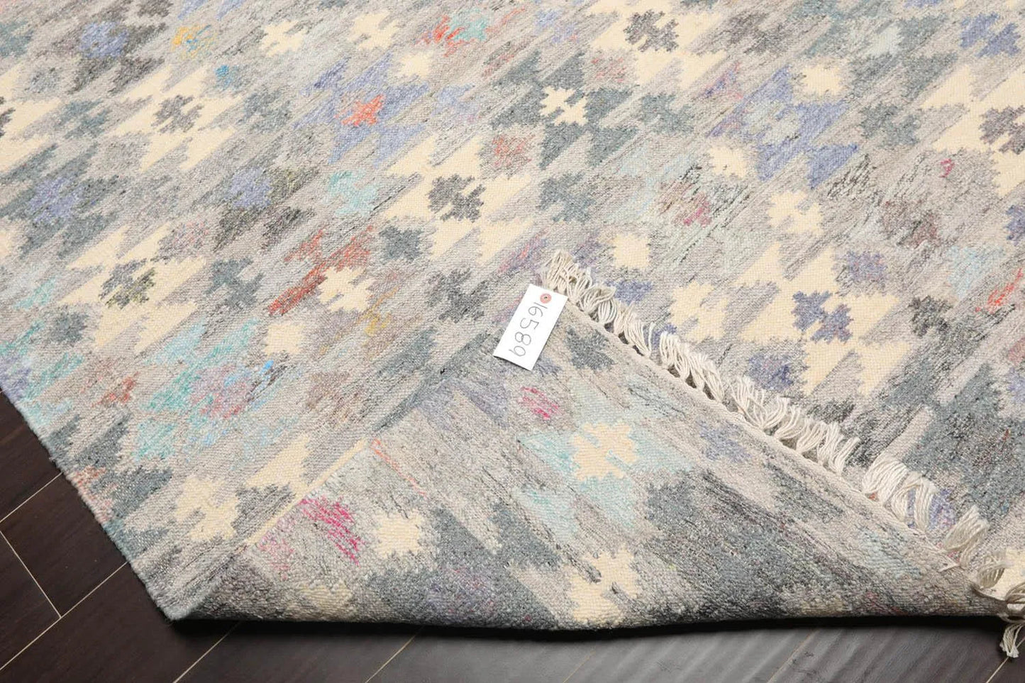 5' x 8'  Indoor OutdoorHand Woven 100% Recycled PET Yarn Modern Kilim Area Rug Gray