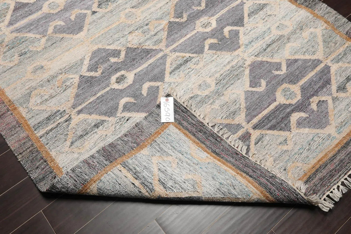 5' x 8'  Indoor Outdoor Hand Woven 100% Recycled PET Yarn Modern Kilim Area Rug Gray