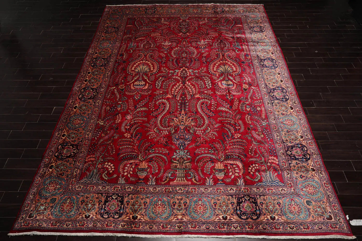 11'2"x15'9" Palace Red Hand Knotted 100% Wool Sarouk Traditional Oriental Area Rug