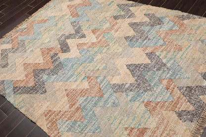 5’7” x 7’6” Hand Woven Natural Fiber Jute Southwestern Flatweave Kilim Area Rug