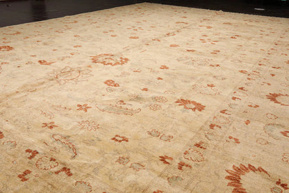 12'1"x17'9" Palace Beige Hand Knotted Oushak 100% Wool Traditional Oriental Area Rug
