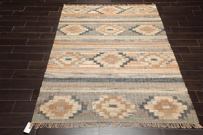 5’5”x7’3”Hand Woven Natural Fiber Jute Southwestern Flatweave Kilim Area Rug