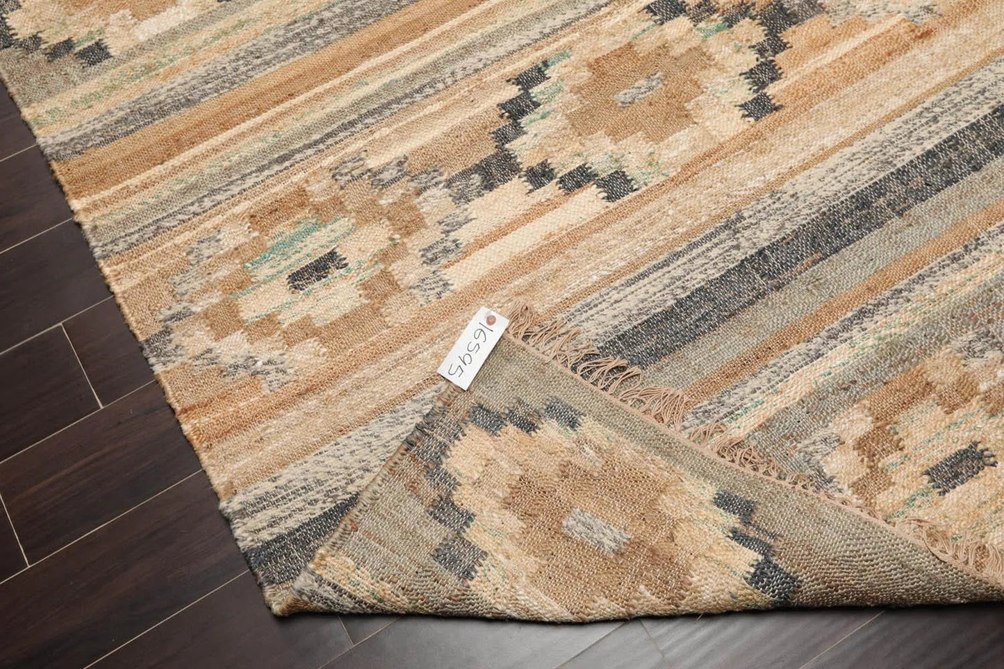 5’5”x7’3”Hand Woven Natural Fiber Jute Southwestern Flatweave Kilim Area Rug